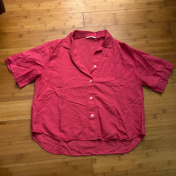 UNIQLO Pink Linen Blend Blouse Size M - Picture 1 of 3